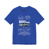 Silver Blue Street Racing Artwork Unisex Heavy Cotton Tee High Performance Inspired Graphic Shirt For Car Lovers And Urban Streetwear Fans