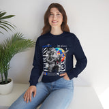Fearless Memory Unisex Heavy Blend Crewneck Sweatshirt Graphic Pullover Black Astronaut Space Warrior Futuristic Sci Fi Bold Streetwear Artistic Fashion Outfit