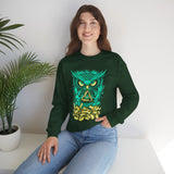 The Watcher Owl All Seeing Wisdom Unisex Heavy Blend Crewneck Sweatshirt Neon Mystic Streetwear Sweatshirt With Geometric Owl Symbol Futuristic Glow Design For Visionaries Creators And Spiritual Thinkers