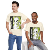 Unisex Not Alone Alien T Shirt Cartoon UFO Graphic Tee Extraterrestrial Sci Fi Space Themed Paranormal Conspiracy Inspired Streetwear Top