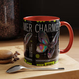 The Charmer Butterfly Accent Coffee Mug 11oz 15oz Black Two Tone Ceramic Cup Aesthetic Iridescent Butterfly Design Gift for Coffee Lovers