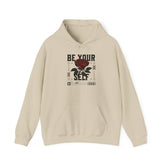 Be Your Self Rose Hoodie Comfortable Unisex Sweatshirt Motivational Streetwear Bold Floral Empowerment Design for Self Love Perfect Gift for Friends Birthdays Cozy Days Casual Wear