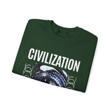 Civilization Eye Of Memory Graphic Unisex Heavy Blend Crewneck Sweatshirt Futuristic Visionary Streetwear Abstract Blue Eye Pullover