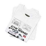 White Track Racing Blueprint Artwork Unisex Heavy Cotton Tee High Performance Inspired Streetwear Graphic Shirt For Car Lovers And Speed Enthusiasts