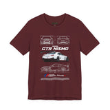 White Track Racing Blueprint Artwork Unisex Heavy Cotton Tee High Performance Inspired Streetwear Graphic Shirt For Car Lovers And Speed Enthusiasts