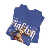 Fighter Graphic Unisex Jersey Short Sleeve Tee Premium Motivational Statue Art T Shirt Resilience Strength Victory Streetwear
