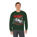 Money Motivation Hustler Mindset Graphic Print Unisex Heavy Blend Crewneck Sweatshirt Streetwear Ambition Pullover