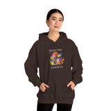 Blooms Person Unisex Heavy Blend Hooded Sweatshirt Graphic Hoodie Black Abstract Colorful Floral Head Artistic Streetwear Modern Creative Futuristic Fashion Outfit
