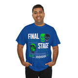Final Stage Unisex Heavy Cotton Tee Graphic Black T Shirt Skull Neon Green Streetwear Futuristic Cyberpunk Bold Artistic Fashion Outfit