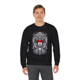 Mystic Warrior Goddess Unisex Sweatshirt Bold Monochrome Tribal Design Sacred Feminine Energy Gothic Art Streetwear Perfect for Festivals Winter Comfort and Everyday Style