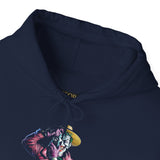 Snapshot of Madness Unisex Heavy Blend Hooded Sweatshirt Dark Comic Art Streetwear Design Bold Neon Graphic Hoodie Soft Fleece Comfort Wearable Art for Artists Dreamers and Creative Minds