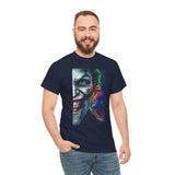 Jocker Split Insanity Unisex Heavy Cotton Tee Bold Gothic Streetwear Dark Psychological Art Design Statement Shirt for Fearless Thinkers and Risk Lovers