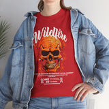 Wildfire Skull Flames Unisex Heavy Cotton Tee Gothic Inferno Graphic Bold Streetwear Motivational Statement T Shirt