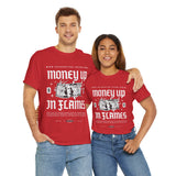 Money Up In Flames Unisex Heavy Cotton Tee Graphic T Shirt Black Streetwear Bold Money Graphic Fire Design Hustler Entrepreneur Alpha Mindset Wealth Fashion