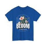 Unisex Heavy Cotton Tee Bloom Stronger Floral Graphic Black T Shirt Motivational Nature Inspired Aesthetic Streetwear Fashion Outfit