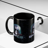 Space Galaxy Accent Coffee Mug 11oz 15oz Astronaut Spacecraft Earth Black Two Tone Ceramic Cup Gift for Space Lovers