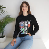 Eyes On Me Boys Medusa Crewneck Comfortable Unisex Heavy Blend Sweatshirt Mythological Streetwear Bold Empowerment Design for Self Expression Perfect Gift for Friends Birthdays Cozy Days Casual Wear