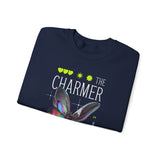 The Charmer Unisex Heavy Blend Crewneck Sweatshirt Futuristic Butterfly Neon Cyber Aesthetic Graphic Pullover Streetwear Fashion