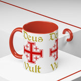 Deus Vult Accent Coffee Mug 11oz 15oz Red Cross Knight Crusader Ceramic Cup Bold Medieval Design Christian Symbol Faith Inspired Coffee Tea Gift Drinkware