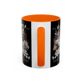 Sadness Statue Accent Coffee Mug 11oz 15oz Two Tone Ceramic Gothic Art Cup with Butterfly and Flame Design
