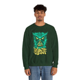 The Watcher Owl All Seeing Wisdom Unisex Heavy Blend Crewneck Sweatshirt Neon Mystic Streetwear Sweatshirt With Geometric Owl Symbol Futuristic Glow Design For Visionaries Creators And Spiritual...