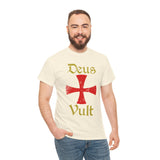 Unisex Deus Vult T Shirt Medieval Crusader Cross Graphic Tee Warrior Knight Inspired Vintage Christian Symbol Heavy Cotton Streetwear