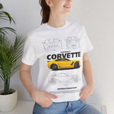 Yellow High Performance Sports Coupe Blueprint Art Unisex Heavy Cotton Tee Premium Streetwear For Car Enthusiasts Gearheads And Collectors
