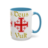 Deus Vult Accent Coffee Mug 11oz 15oz Red Cross Knight Crusader Ceramic Cup Bold Medieval Design Christian Symbol Faith Inspired Coffee Tea Gift Drinkware