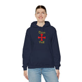 Unisex Deus Vult Hoodie Medieval Crusader Cross Heavy Blend Hooded Sweatshirt Warrior Knight Inspired Vintage Christian Symbol Streetwear