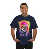 Calavera Punk Skull Unisex Heavy Cotton Tee Neon Gothic Streetwear T-Shirt Bold Rock Rebel Design For Punk Festivals Halloween Concerts Tattoo Lovers And Alternative Fashion