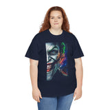 Jocker Split Insanity Unisex Heavy Cotton Tee Bold Gothic Streetwear Dark Psychological Art Design Statement Shirt for Fearless Thinkers and Risk Lovers