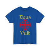 Deus Vult Unisex T Shirt Medieval Crusader Cross Graphic Tee Warrior Knight Inspired Vintage Christian Symbol Heavy Cotton Streetwear
