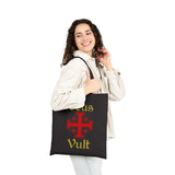 Deus Vult Tote Bag Cotton Canvas Medieval Knight Cross Crusader Shield Christian Warrior Faith Design Durable Reusable Eco Friendly Shopping Carry Bag
