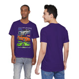 Street Racing Trio JDM Cars Graphic Unisex Heavy Cotton Tee for Drift Fans Performance Lovers and Streetwear Enthusiasts