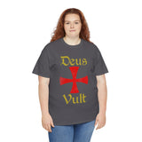 Unisex Deus Vult T Shirt Medieval Crusader Cross Graphic Tee Warrior Knight Inspired Vintage Christian Symbol Heavy Cotton Streetwear