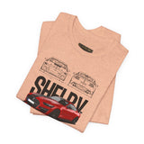 Red High Performance Muscle Coupe Blueprint Unisex Heavy Cotton Tee Retro Car Art Streetwear Gift for Gearheads Daily Wear Car Lovers Apparel