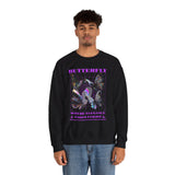 Butterfly Holographic Unisex Heavy Blend Crewneck Sweatshirt Graphic Pullover Black Streetwear Where Elegance Takes Flight Trendy Aesthetic Fashion Outfit