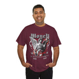 Money Bright Unisex Heavy Cotton Tee Angel Statue Graphic Gothic Streetwear Red Neon Aesthetic Artistic Fashion Statement T Shirt