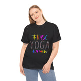 Yoga Graphic Unisex T Shirt Colorful Pose Typography Tee Spiritual Mindfulness Meditation Fitness Lifestyle Heavy Cotton Top for Men and Women