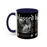 Blessed Angel Statue Graphic Accent Coffee Mug 11oz 15oz Gothic Streetwear Aesthetic Spiritual Artistic Ceramic Drinkware