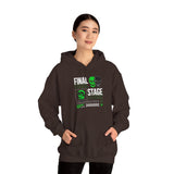 Final Stage Unisex Heavy Blend Hooded Sweatshirt Graphic Hoodie Black Skull Neon Green Streetwear Futuristic Cyberpunk Bold Artistic Fashion Outfit