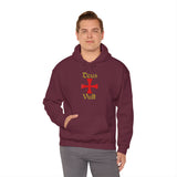 Unisex Deus Vult Hoodie Medieval Crusader Cross Heavy Blend Hooded Sweatshirt Warrior Knight Inspired Vintage Christian Symbol Streetwear