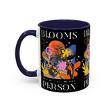 Blooms Person Accent Coffee Mug 11oz 15oz Abstract Floral Head Artistic Colorful Modern Creative Design Black White Ceramic Tea Cup Streetwear Inspired Artistic Fashion Drinkware
