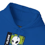 Not Alone Alien Unisex Hoodie UFO Graphic Pullover Sweatshirt Cartoon Extraterrestrial Sci Fi Space Themed Conspiracy Inspired Paranormal Streetwear