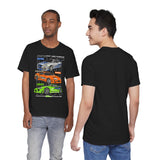 Street Racing Trio JDM Cars Graphic Unisex Heavy Cotton Tee for Drift Fans Performance Lovers and Streetwear Enthusiasts