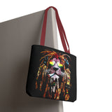 Rasta Lion Eco Tote Bag Vibrant Reggae Inspired Artistic Lion with Headphones Jamaican Island Style Bold Art Print Durable Cotton Canvas Bag for Music Lovers Travel or Daily Use by KLASSORO