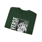 Universe Beyond The Cosmos Unisex Heavy Blend Crewneck Sweatshirt Graphic Pullover Black Skeleton Hand Space Infinity Streetwear Futuristic Sci Fi Artistic Fashion Outfit