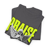 Praise Angel Statue Graphic Unisex Heavy Cotton Tee Spiritual Gothic Streetwear T-Shirt