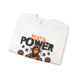 Mask Power Anonymous Strength Graphic Unisex Heavy Blend Crewneck Sweatshirt Bold Urban Hacker Inspired Streetwear Empowerment Pullover