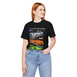 Street Racing Trio JDM Cars Graphic Unisex Heavy Cotton Tee for Drift Fans Performance Lovers and Streetwear Enthusiasts